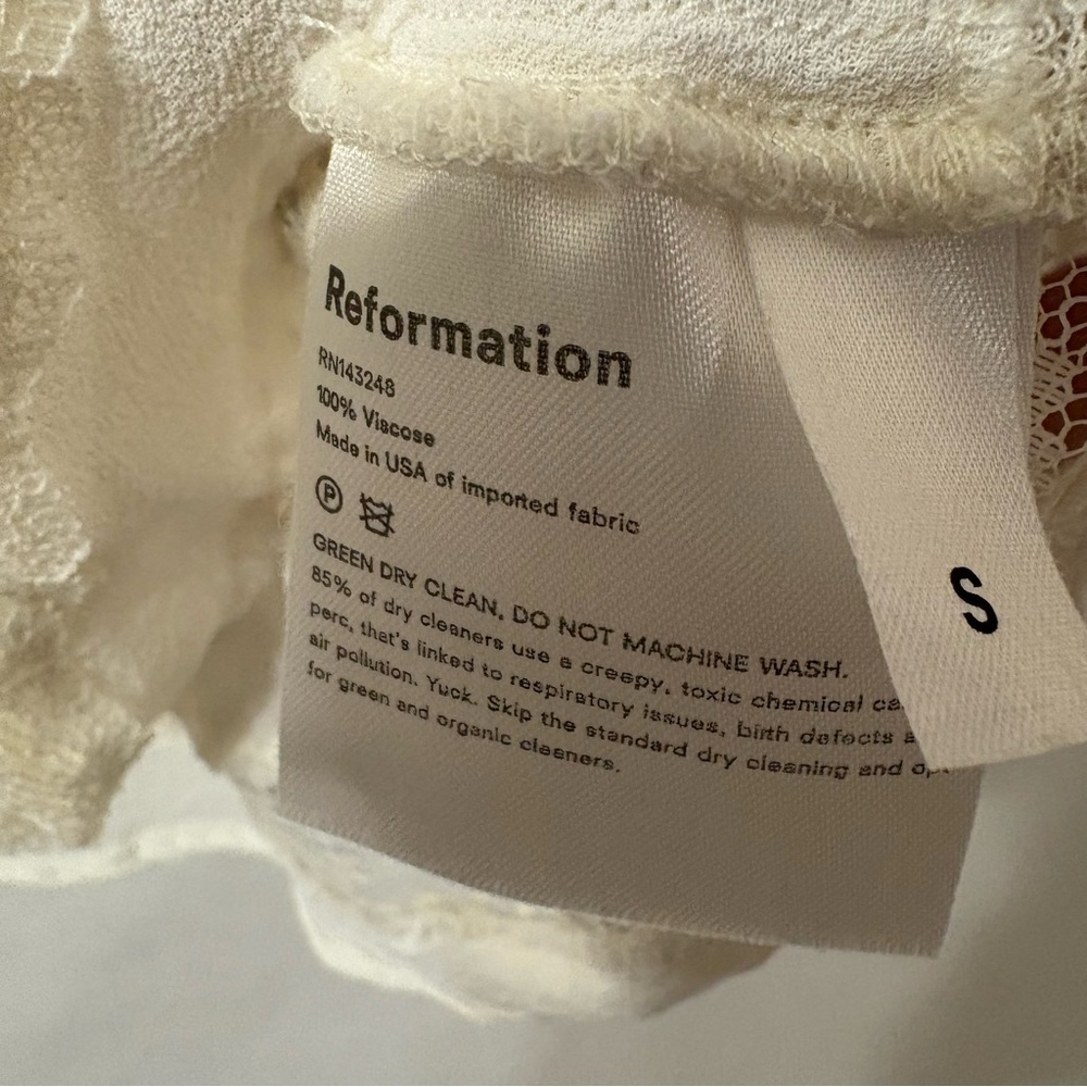 Reformation womens Ivory Lace Accent Blouse Size Small - Picture 15 of 15